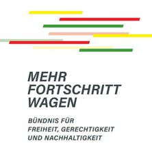 Deckblatt des Koalitionsvertrages von SPD, Grüne und FDP mit Titel "Mehr Fortschritt wagen"